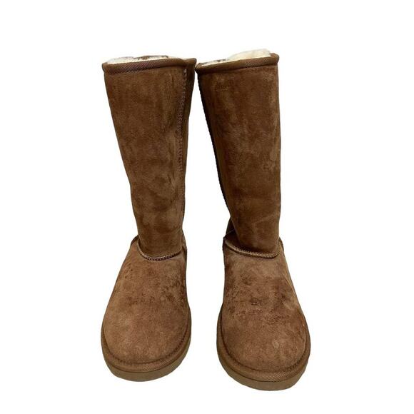 UGG Australia Women's Shearling Brown Suede‎ Fur F26015G Classic Tall Boots Sz 5 - Picture 2 of 7